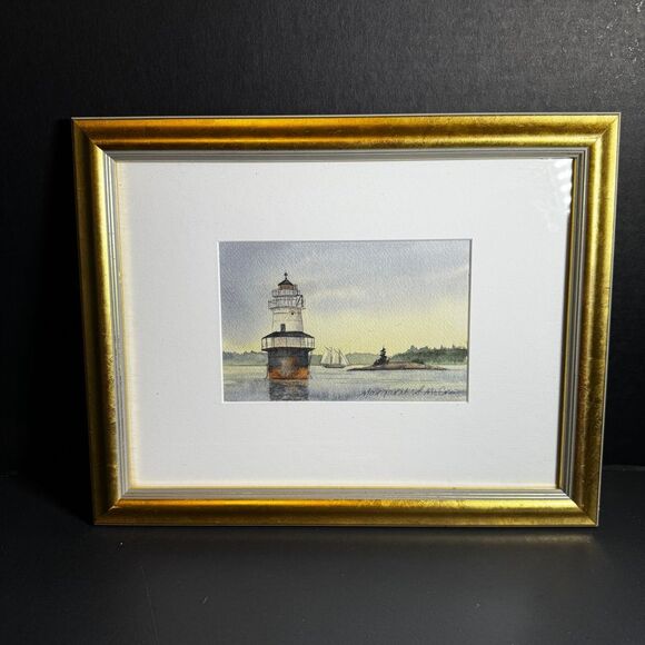 Water Color Painting SIGNED Lighthouse Margaret S McCrea [Art 061]